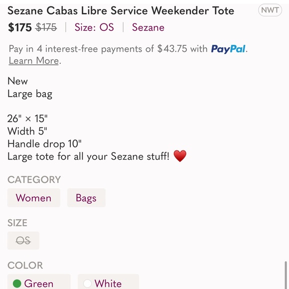 【RARE FIND】 Sezane NWT bag green stripe - Picture 10 of 15